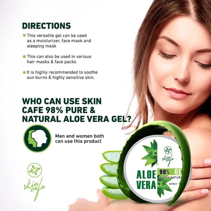 Skin Cafe Pure & Natural Aloe Vera gel 98% - 240ml - 2 Skin Cafe Pure & Natural Aloe Vera gel 98% - 240ml - 2