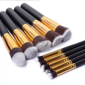 Kabuki Brush Set Black 10 Pcs