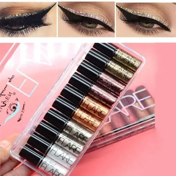 Flare 10pcs Glitter Eyeliner Set A