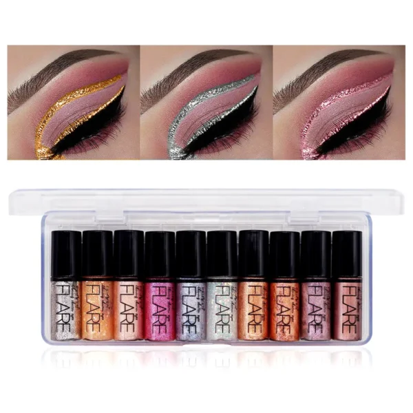 Flare 10pcs Glitter Eyeliner Set B