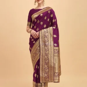 Printed Silk Saree with Blouse Piece-SK3005