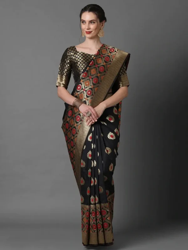 Printed Silk Saree with Blouse Piece-SK3008