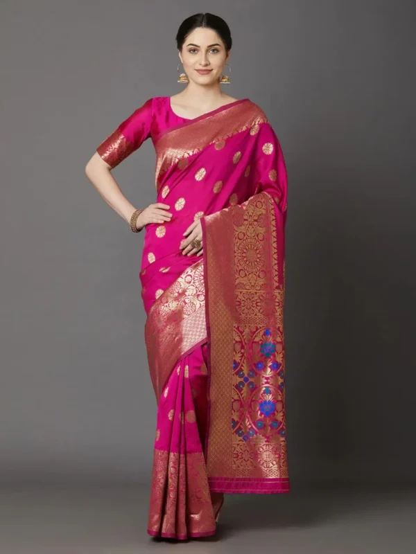 Printed Silk Saree with Blouse Piece-SK3016