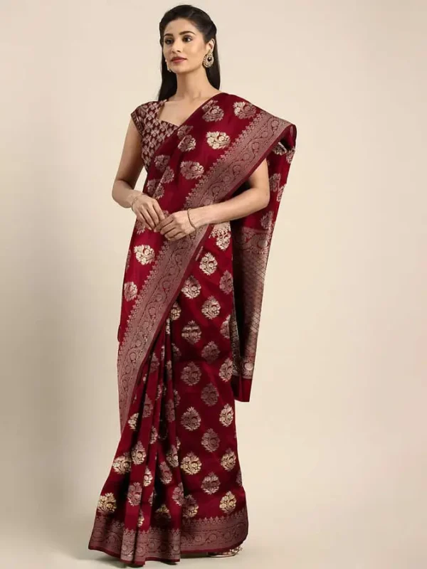 Printed Silk Saree with Blouse Piece-SK3018