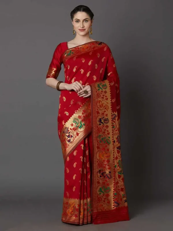 Printed Silk Saree with Blouse Piece-SK3019