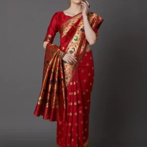 Printed Silk Saree with Blouse Piece-SK3021