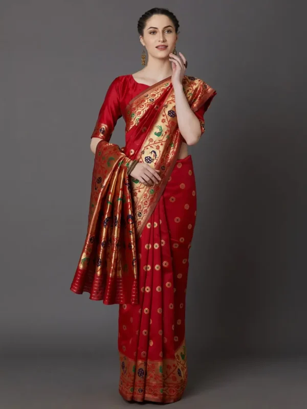 Printed Silk Saree with Blouse Piece-SK3021