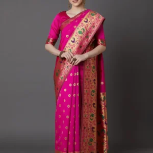 Printed Silk Saree with Blouse Piece-SK3022