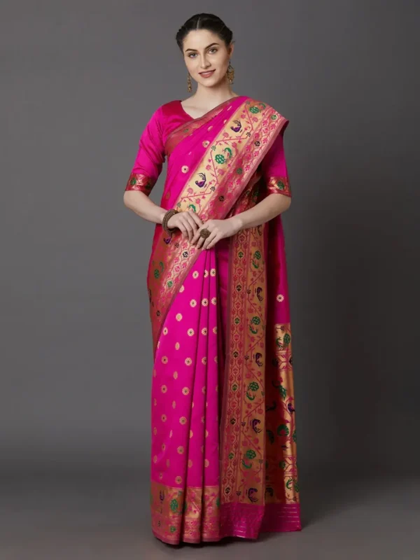 Printed Silk Saree with Blouse Piece-SK3022