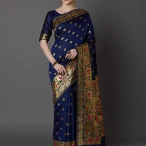 Printed Silk Saree with Blouse Piece-SK3023