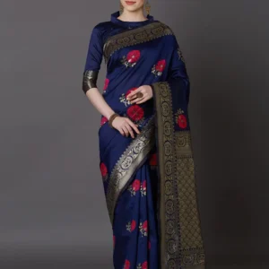 Printed Silk Saree with Blouse Piece-SK3024