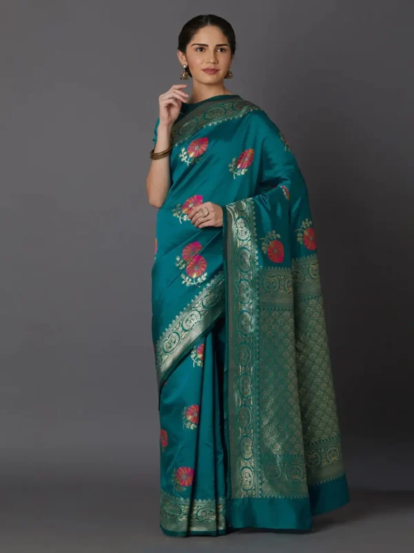 Printed Silk Saree with Blouse Piece-SK3025