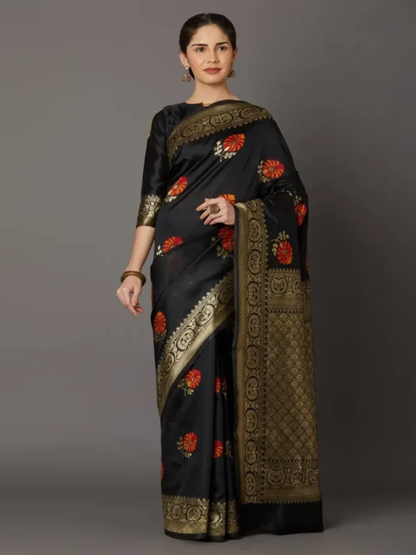 Printed Silk Saree with Blouse Piece-SK3026