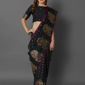 Printed Silk Saree with Blouse Piece-SK3027