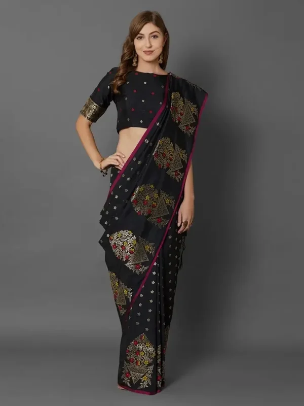 Printed Silk Saree with Blouse Piece-SK3027