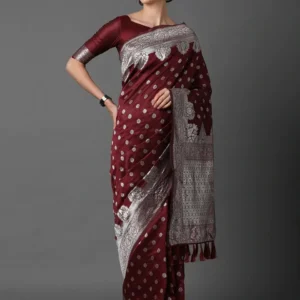 Printed Silk Saree with Blouse Piece-SK3032