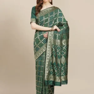 Printed Silk Saree with Blouse Piece-SK3033