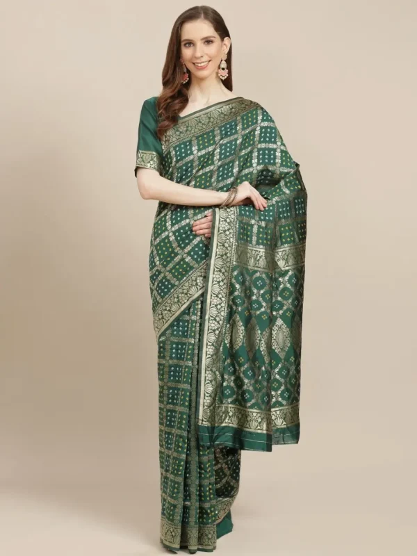 Printed Silk Saree with Blouse Piece-SK3033