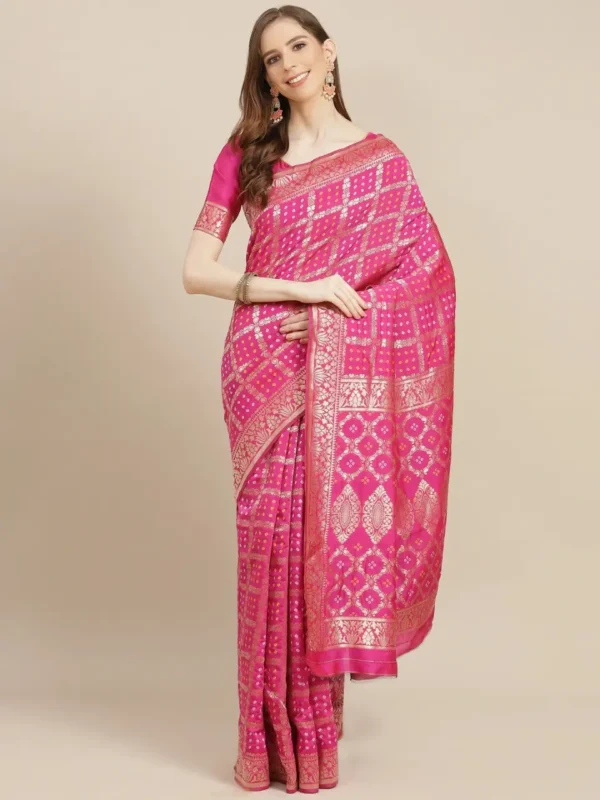 Printed Silk Saree with Blouse Piece-SK3035