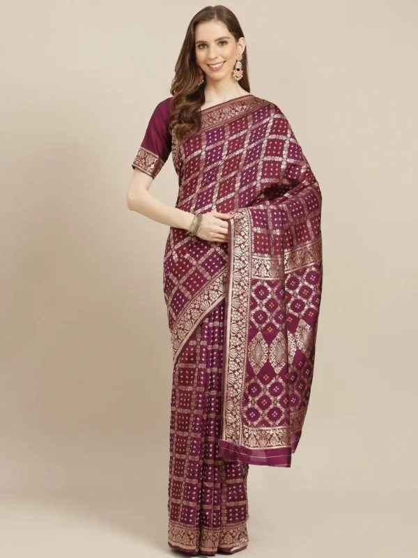 Printed Silk Saree with Blouse Piece-SK3036