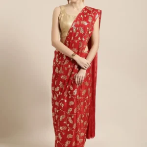 Printed Silk Saree with Blouse Piece-SK3037