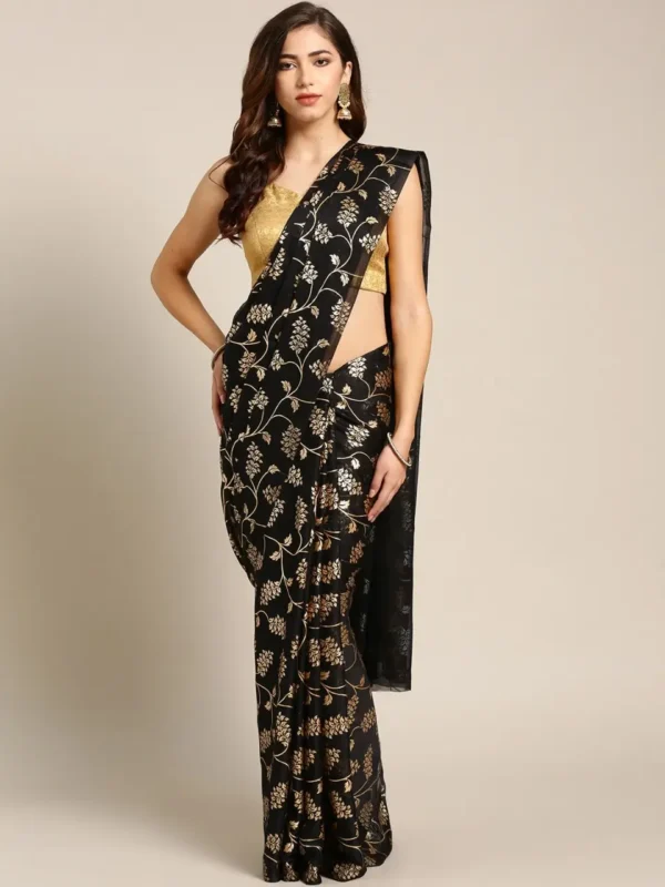 Printed Silk Saree with Blouse Piece-SK3038