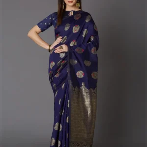 Printed Silk Saree with Blouse Piece-SK3039