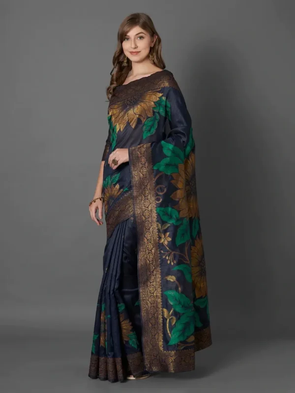 Printed Silk Saree with Blouse Piece-SK3041