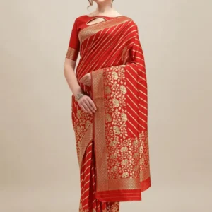 Printed Silk Saree with Blouse Piece-SK3045