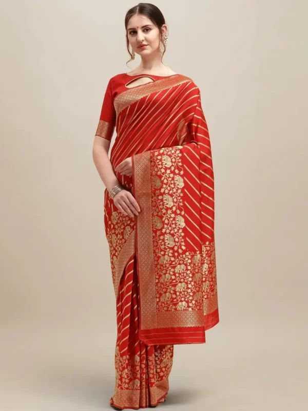 Printed Silk Saree with Blouse Piece-SK3045