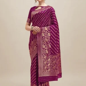 Printed Silk Saree with Blouse Piece-SK3047