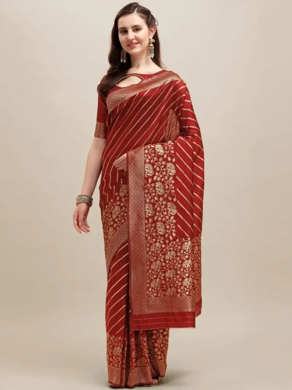 Printed Silk Saree with Blouse Piece-SK3048