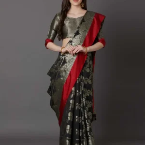 Printed Silk Saree with Blouse Piece-SK3101