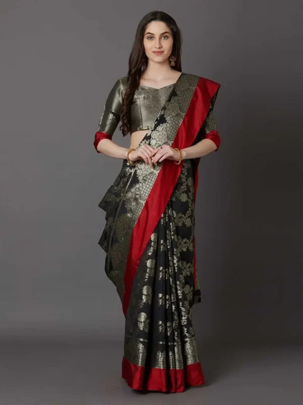 Printed Silk Saree with Blouse Piece-SK3101