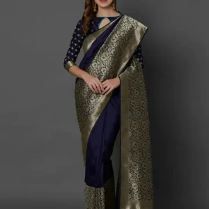 Printed Silk Saree with Blouse Piece-SK3103