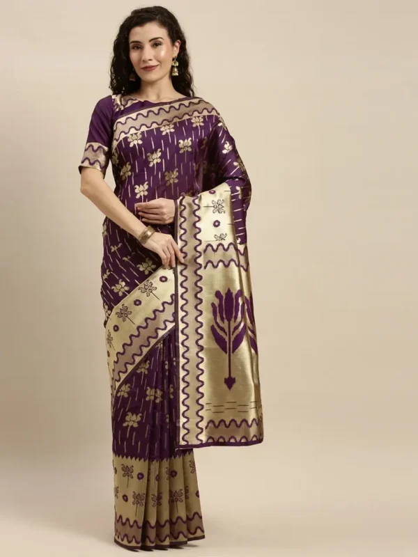 Printed Silk Saree with Blouse Piece-SK3104