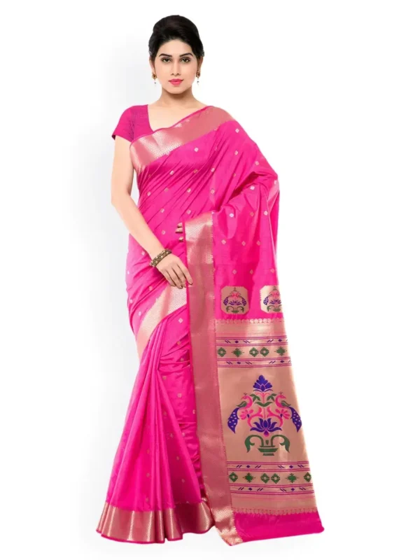 Printed Silk Saree with Blouse Piece-SK3107