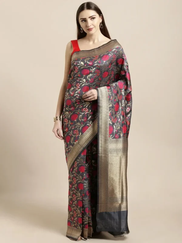 Printed Silk Saree with Blouse Piece-SK3108