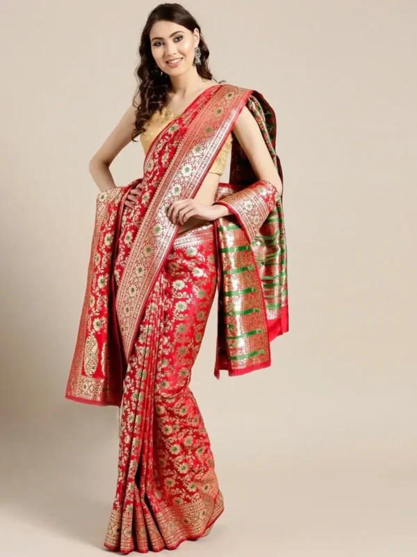 Printed Silk Saree with Blouse Piece-SK3110