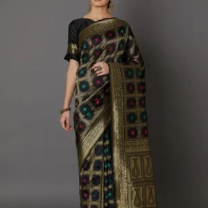 Printed Silk Saree with Blouse Piece-SK3111