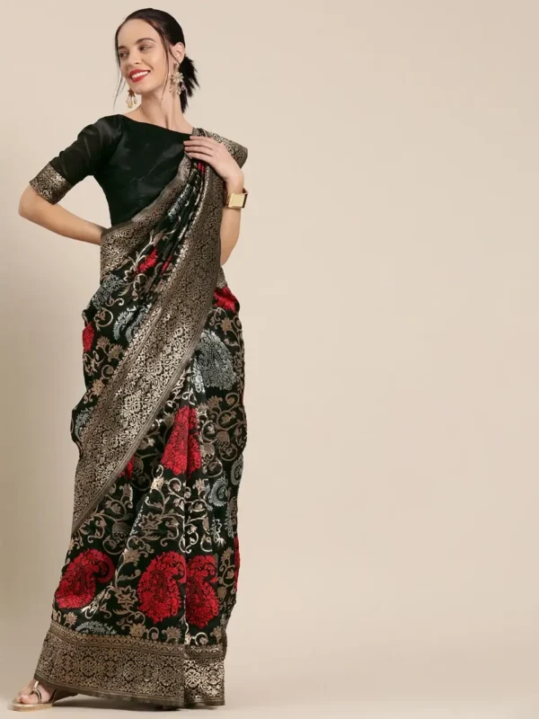 Printed Silk Saree with Blouse Piece-SK3112