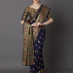 Printed Silk Saree with Blouse Piece-SK3113