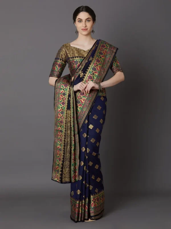 Printed Silk Saree with Blouse Piece-SK3113