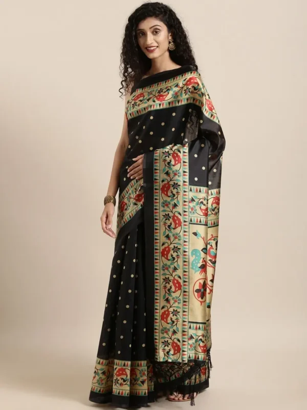 Printed Silk Saree with Blouse Piece-SK3114