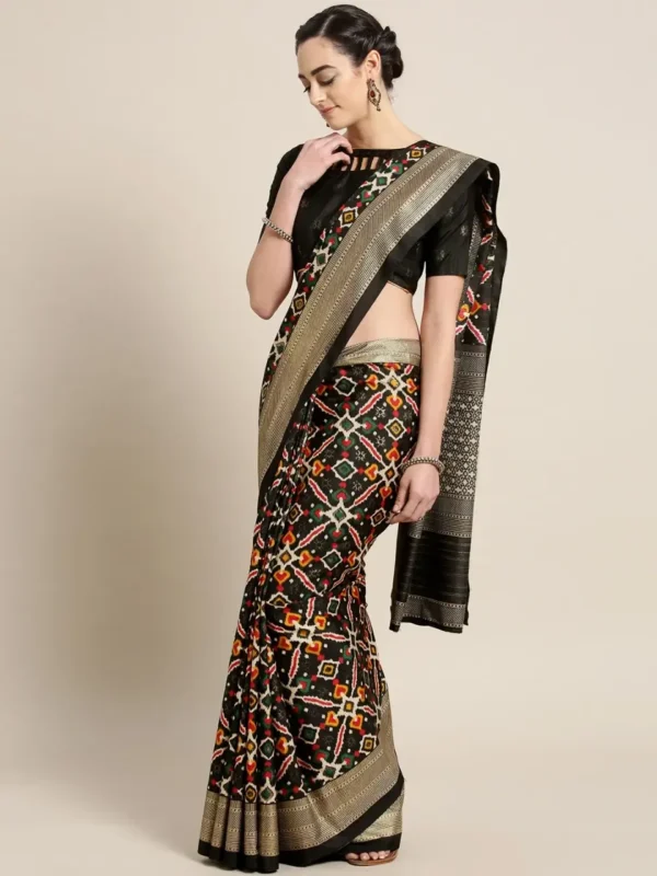 Printed Silk Saree with Blouse Piece-SK3117