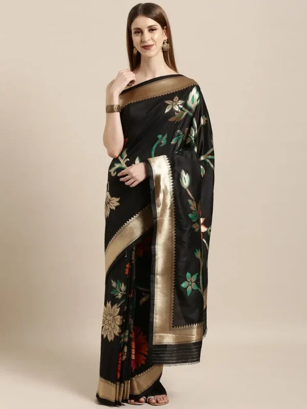 Printed Silk Saree with Blouse Piece-SK3118