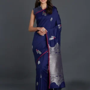 Printed Silk Saree with Blouse Piece-SK3119