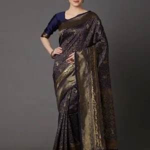 Printed Silk Saree with Blouse Piece-SK3120