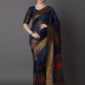 Printed Silk Saree with Blouse Piece-SK3122