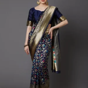 Printed Silk Saree with Blouse Piece-SK3123